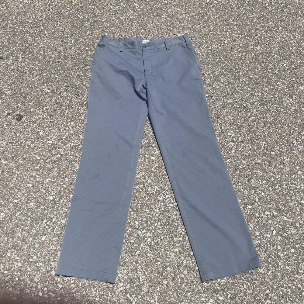 Adidas Pants Mens 32x34 Gray Chino Regular Fit Microfiber Casual Business